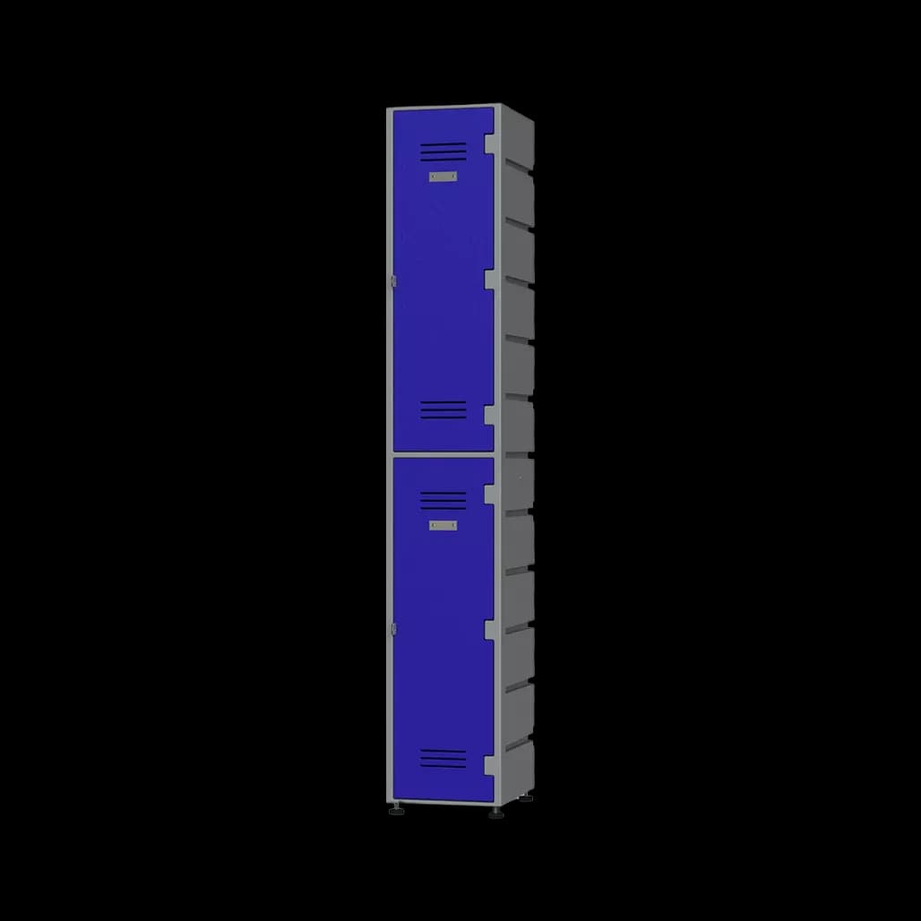 Single column blue mesh front locker for secure equipment storage